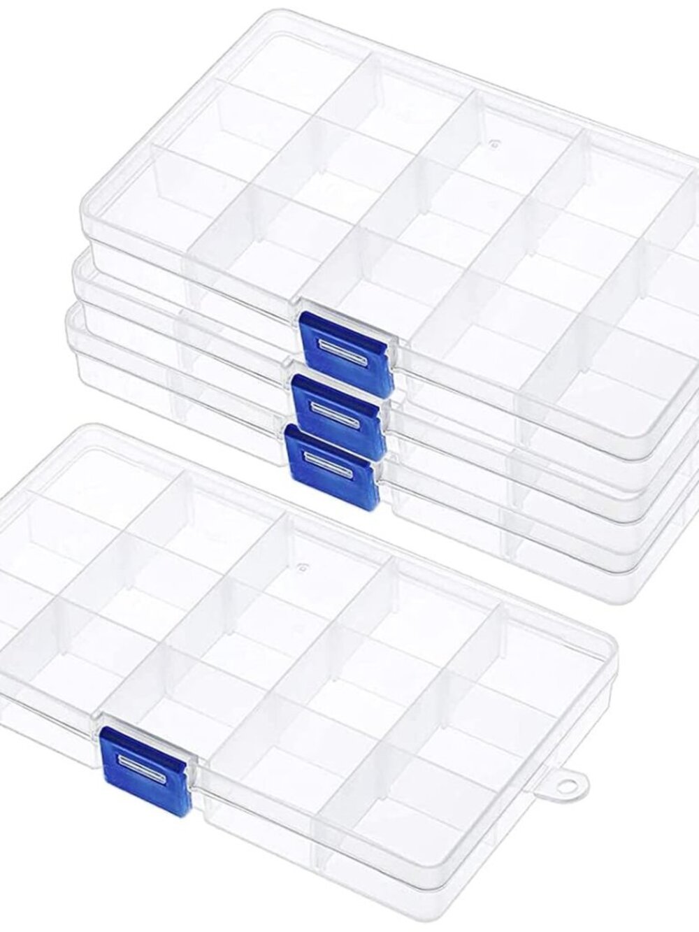 4pcs Transparent Plastic Storage Case, Accessory Parts Storage Box for Tiny Bead